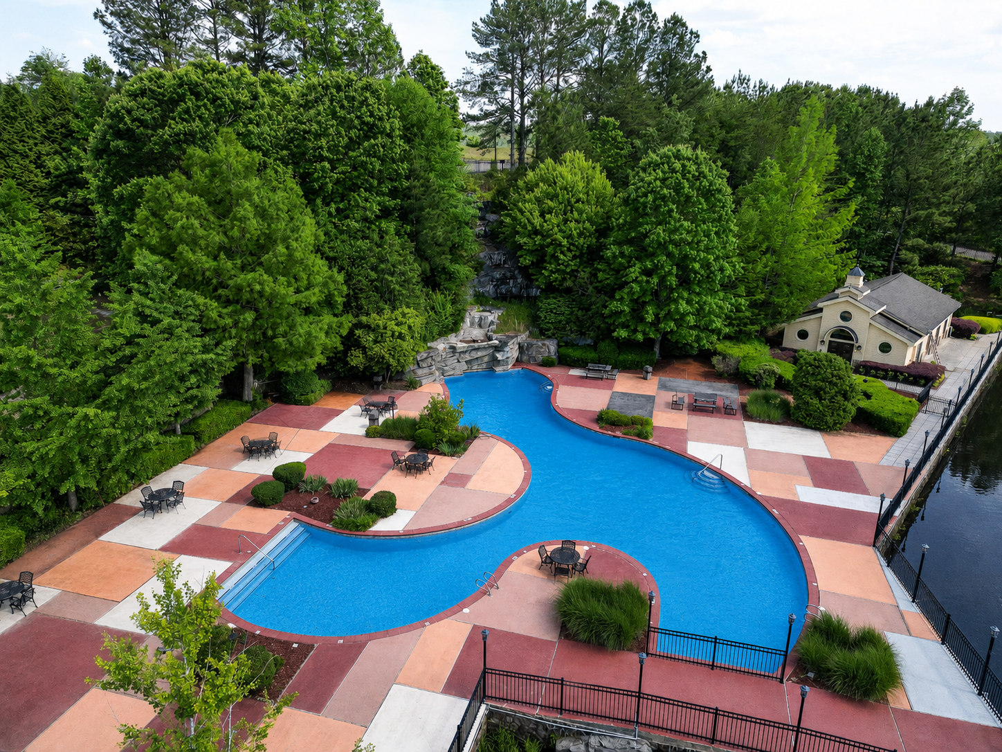 The pool beside the water
